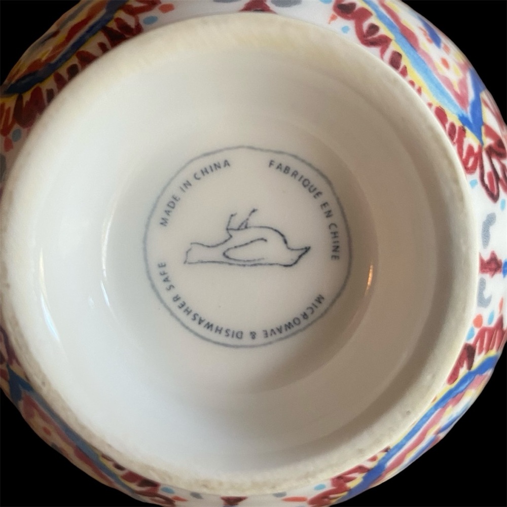 ANTHROPOLOGIE Paisley Mug Pedestal Blue Red Boho Style Blue Red - Picture 5 of 5